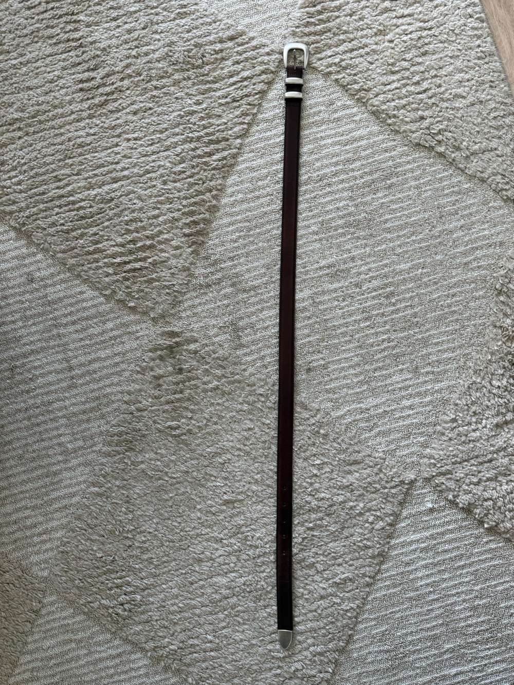Aritzia Brown Leather Belt with Silver Logo